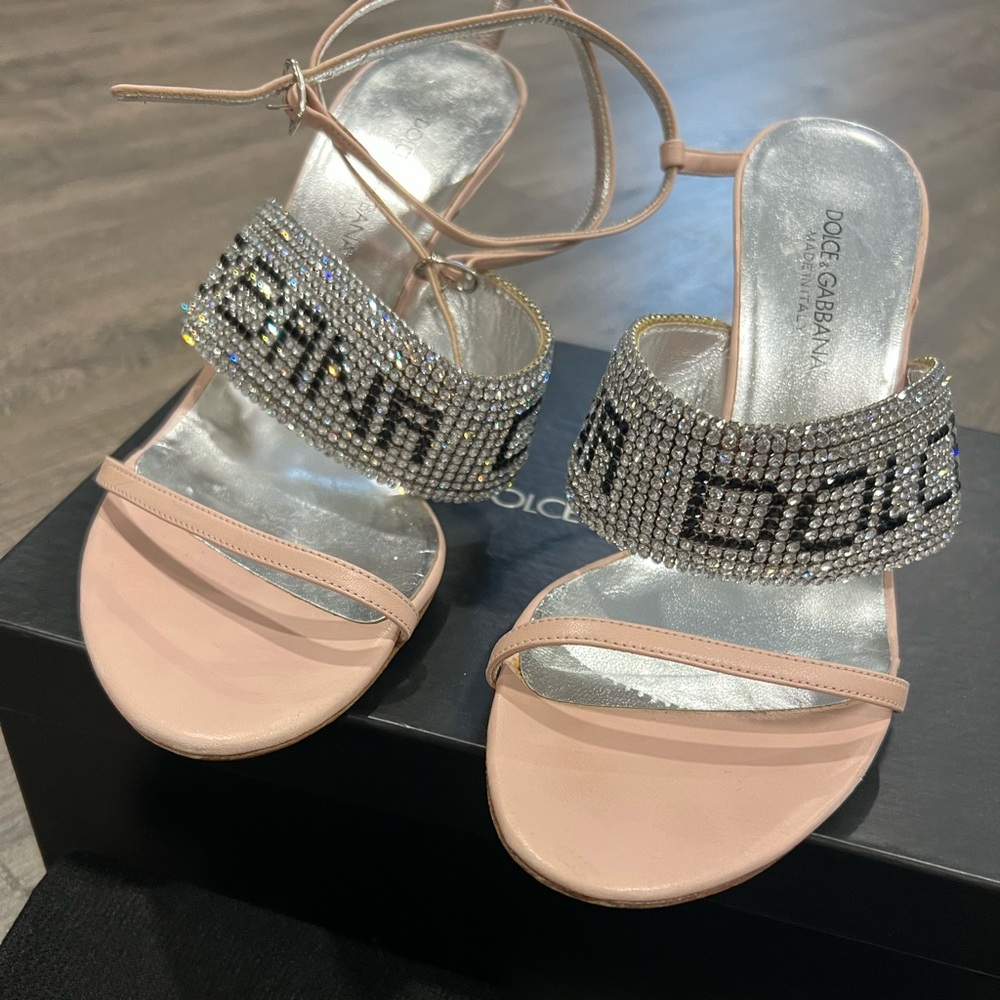 💖Dolce and Gabbana Crystal Logo strap heels 💖 - Picture 2 of 14